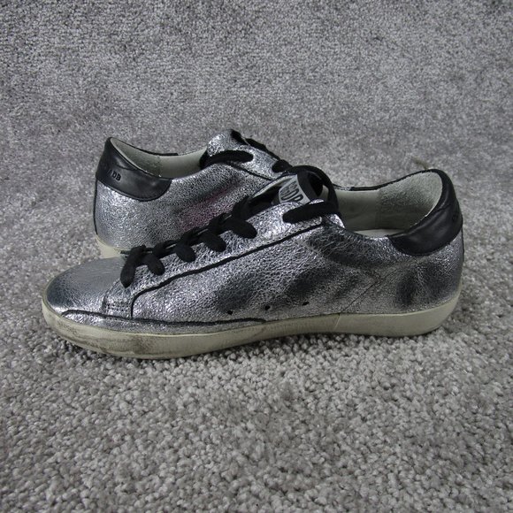 Golden Goose Sneakers Womens Size 36 Eu 5.5 Us Superstar Silver Leather Sparkle - Picture 6 of 11